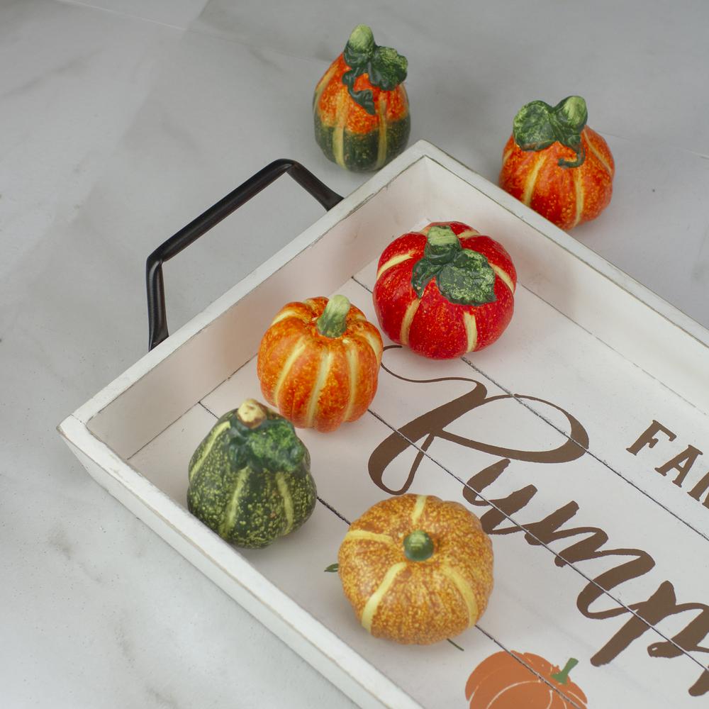 6pc Fall Harvest Ceramic Pumpkins Decoration Set. Picture 2
