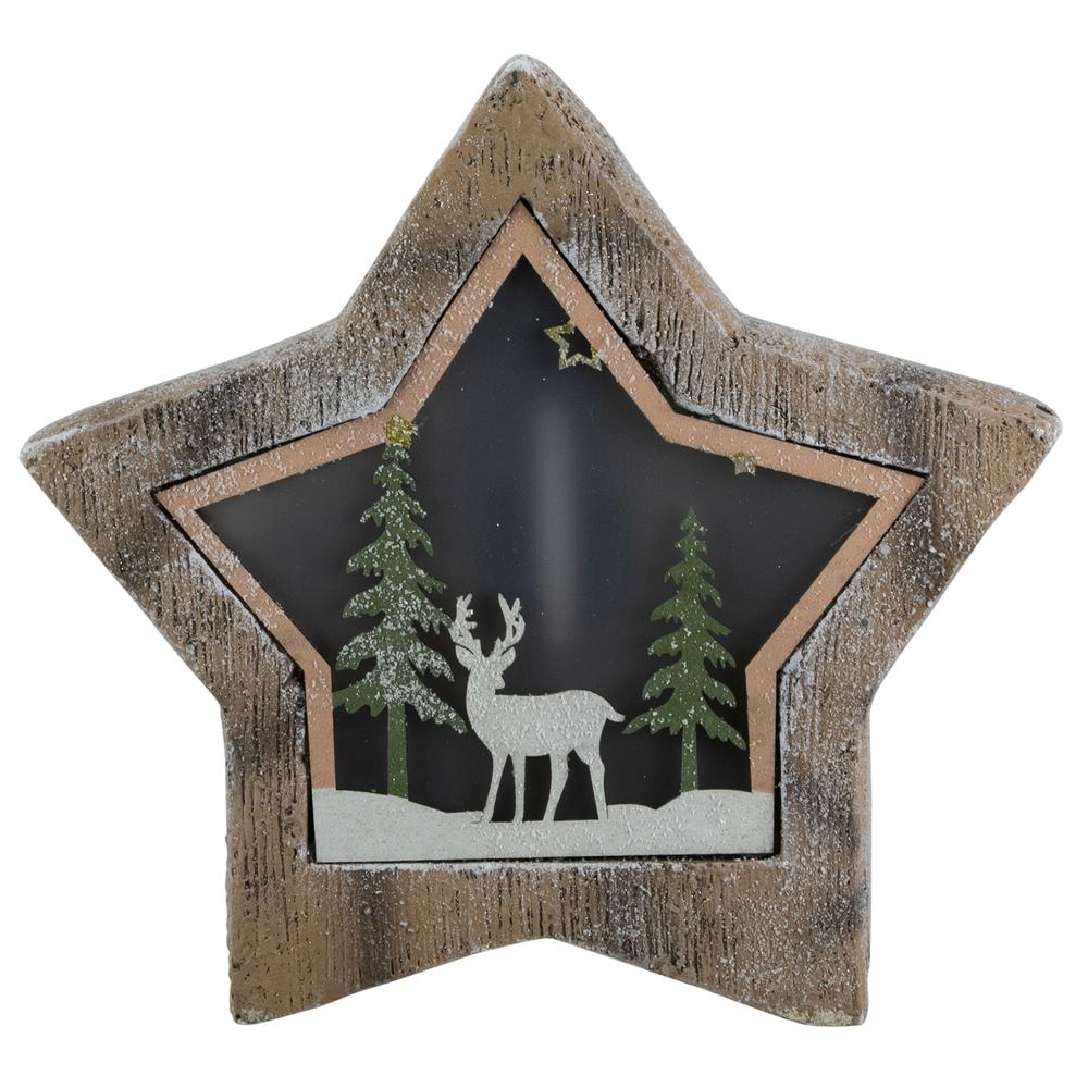 13.25" LED Lighted Star with Reindeer in the Woods Scene Christmas Decoration. Picture 1