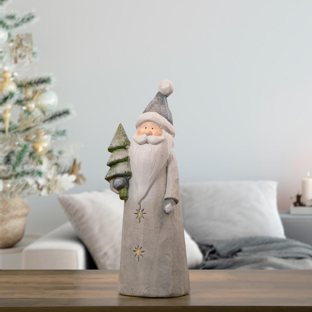 19" LED Lighted Ceramic Santa with Tree Christmas Figure. Picture 2