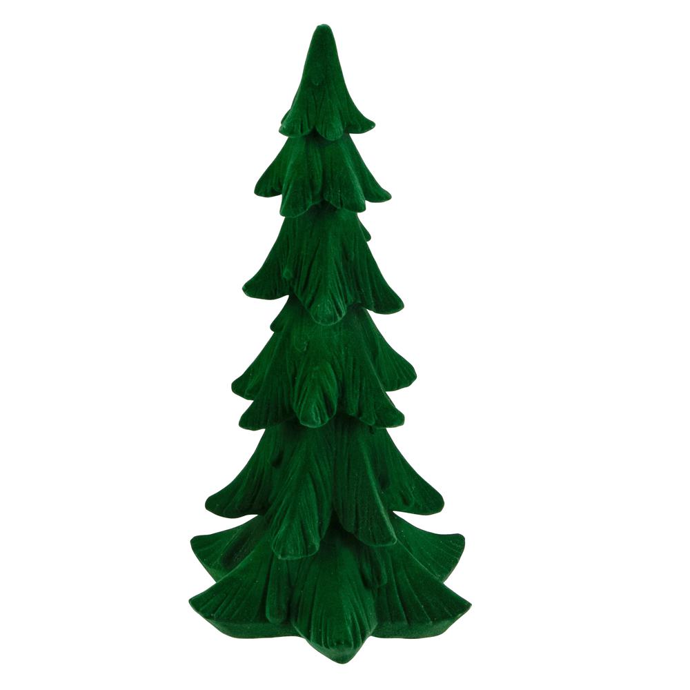 12" Flocked Green 3-D Pine Tree Christmas Decoration. Picture 1