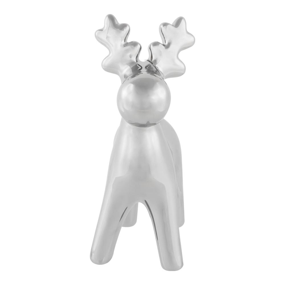 7" Silver Ceramic Moose Christmas Figure. Picture 2