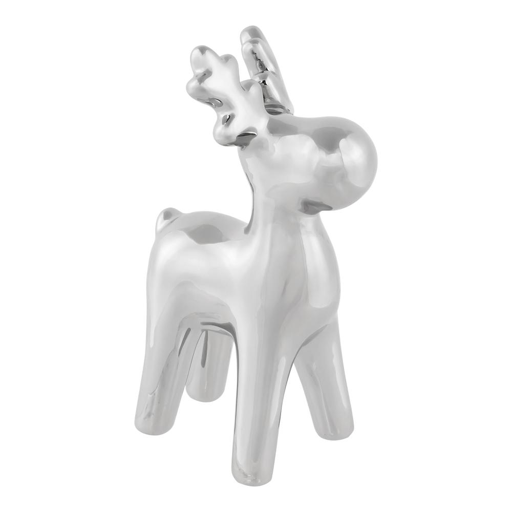 7" Silver Ceramic Moose Christmas Figure. Picture 3