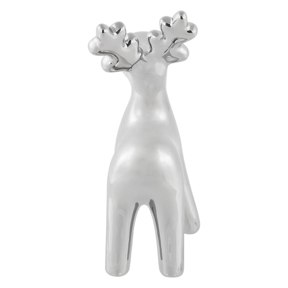 7" Silver Ceramic Moose Christmas Figure. Picture 4