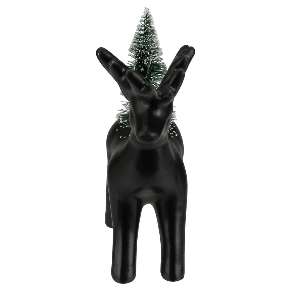 7.5" LED Lighted Ceramic Standing Reindeer with Christmas Tree  Warm White Lights. Picture 2