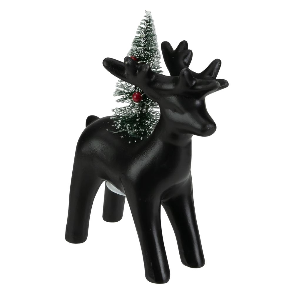 7.5" LED Lighted Ceramic Standing Reindeer with Christmas Tree  Warm White Lights. Picture 1