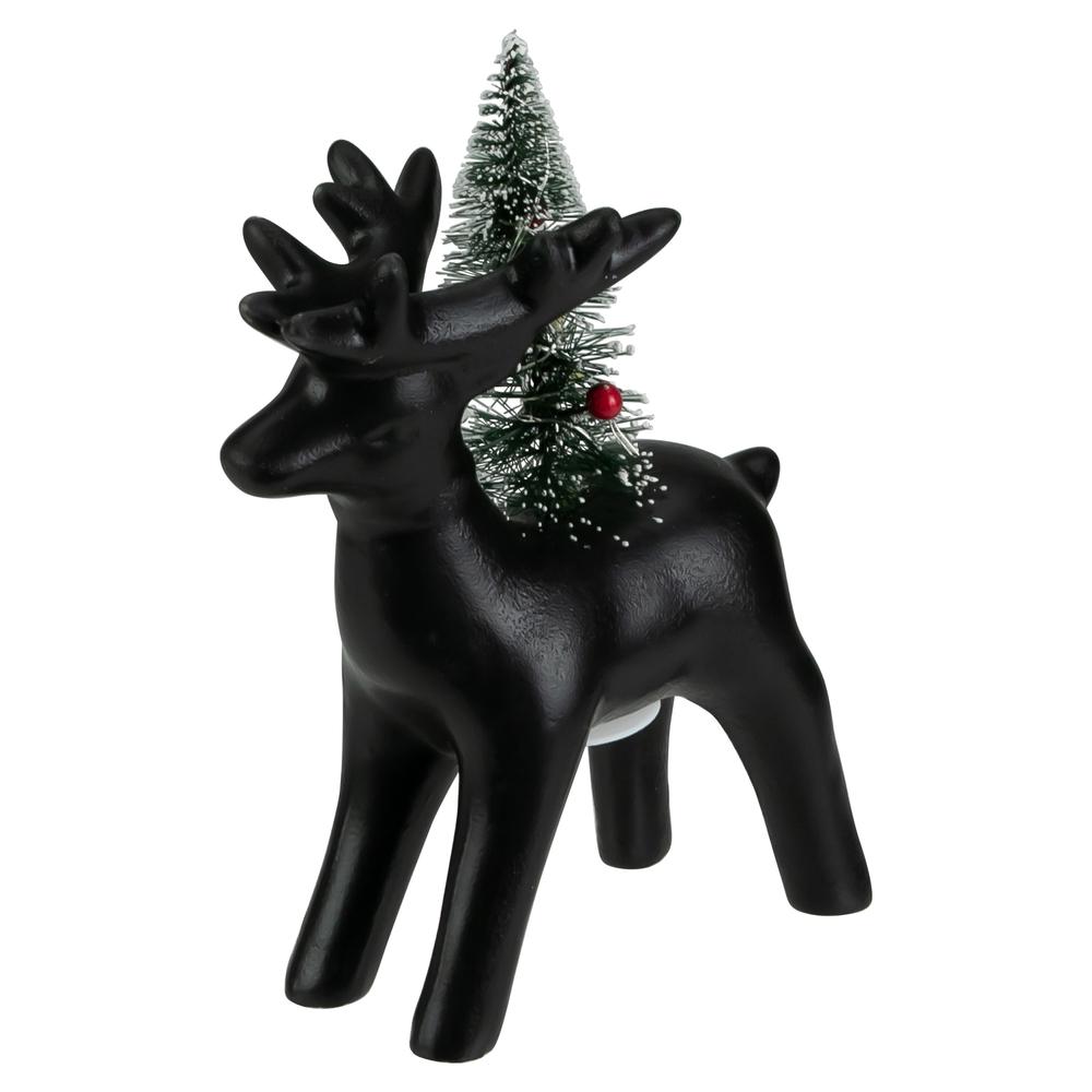 7.5" LED Lighted Ceramic Standing Reindeer with Christmas Tree  Warm White Lights. Picture 3