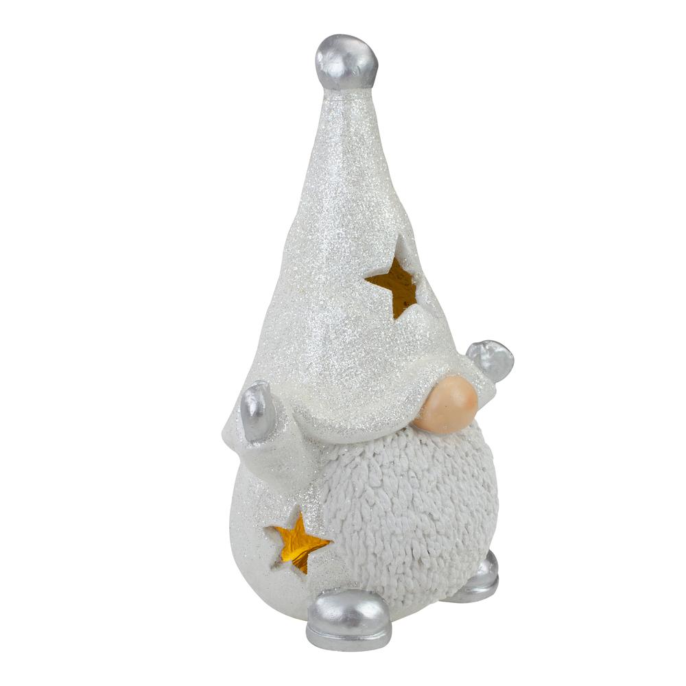 17" LED Lighted White and Gray Gnome Christmas Tabletop Decoration. Picture 2