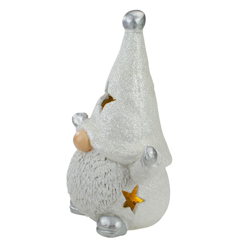 17" LED Lighted White and Gray Gnome Christmas Tabletop Decoration. Picture 4