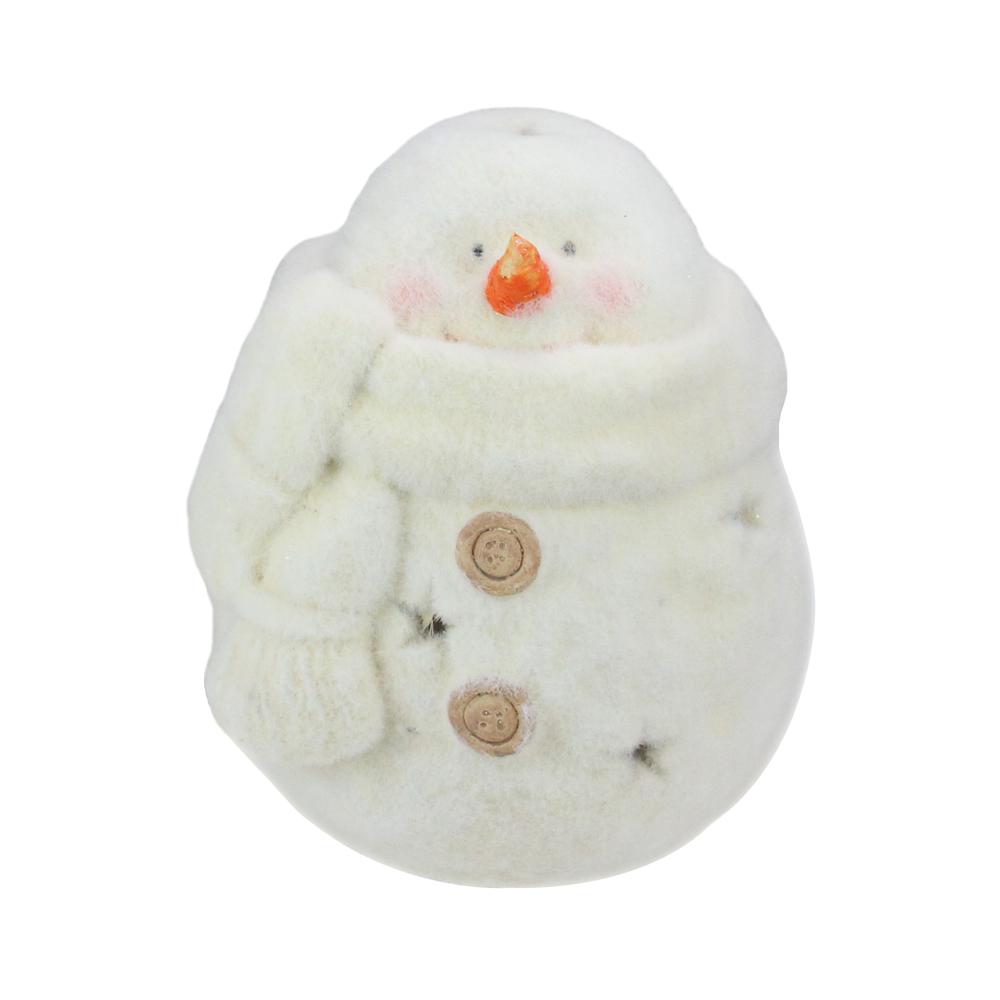 10.75" White Tealight Snowman With Star Cut-Outs Christmas Candle Holder. Picture 1