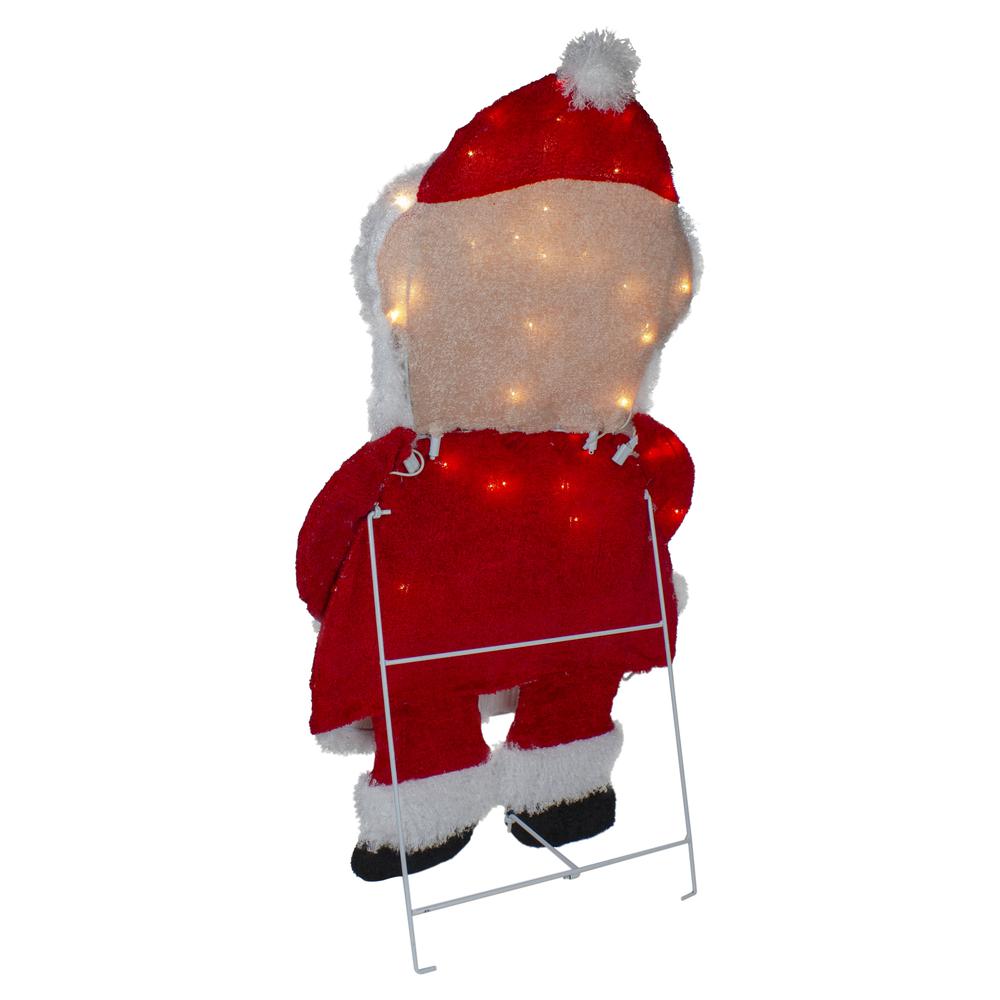 32-Inch Lighted Chenille Santa with Lights Outdoor Christmas Decoration. Picture 5