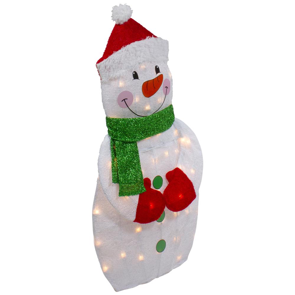 32" Lighted 2D Chenille Snowman with Scarf Outdoor Christmas Decoration. Picture 5