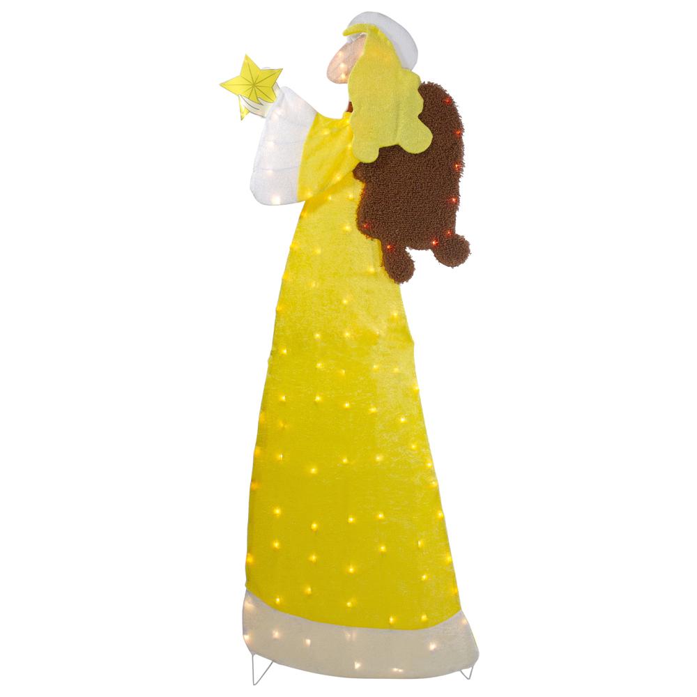 72" Lighted 2D Yellow Chenille Angel Outdoor Christmas Decoration. Picture 1