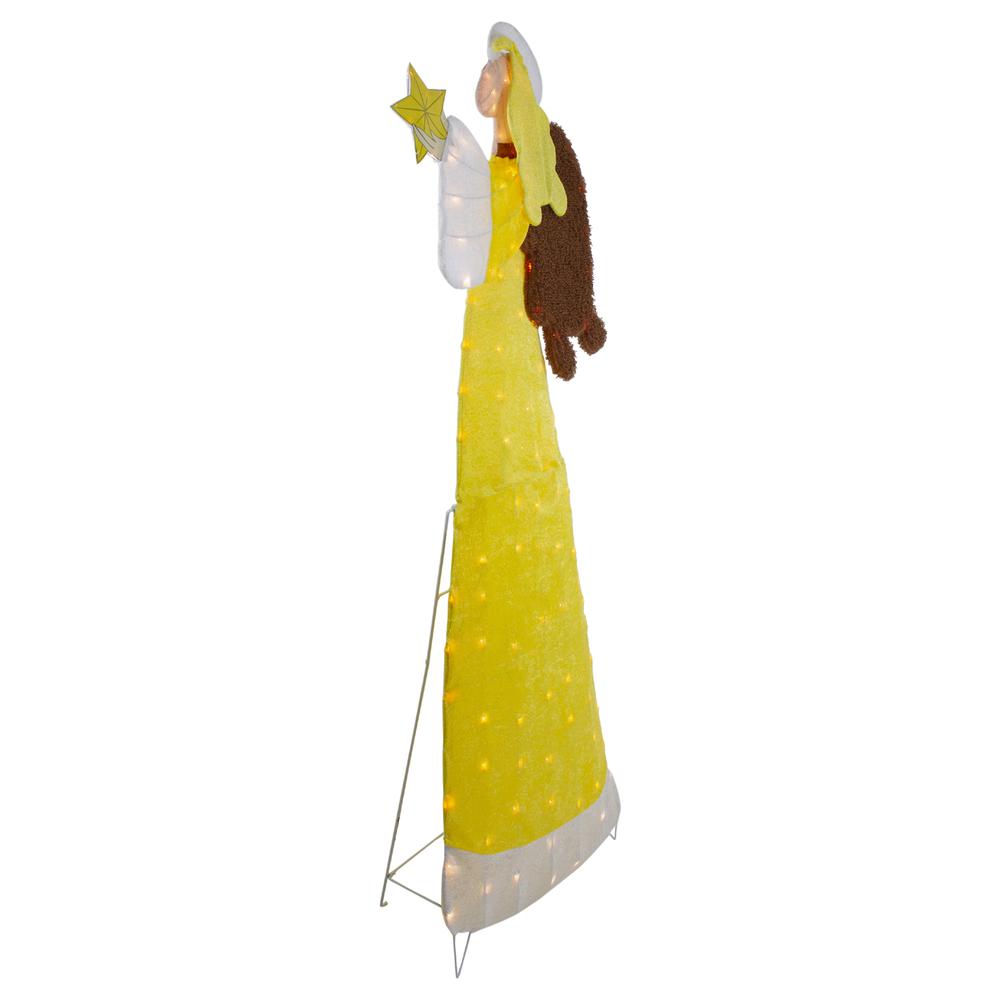 72" Lighted 2D Yellow Chenille Angel Outdoor Christmas Decoration. Picture 6
