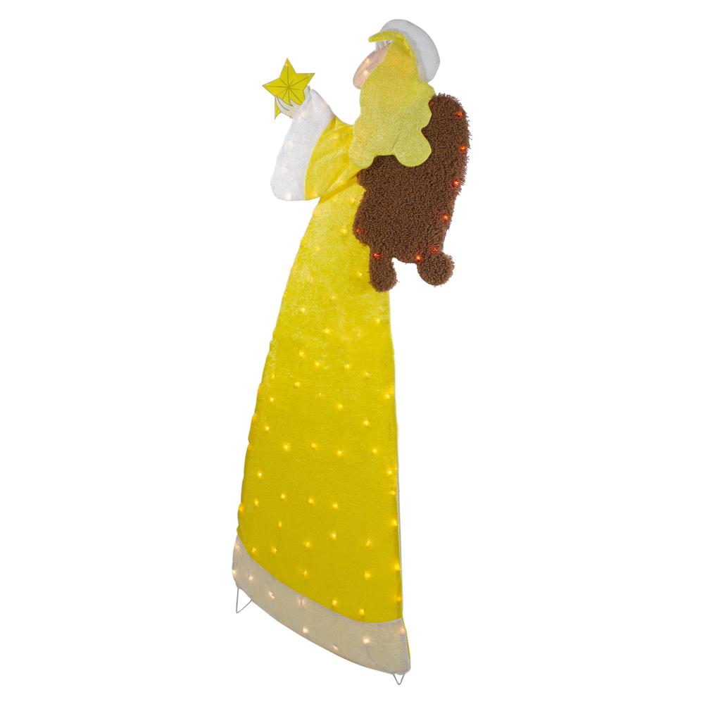 72" Lighted 2D Yellow Chenille Angel Outdoor Christmas Decoration. Picture 4
