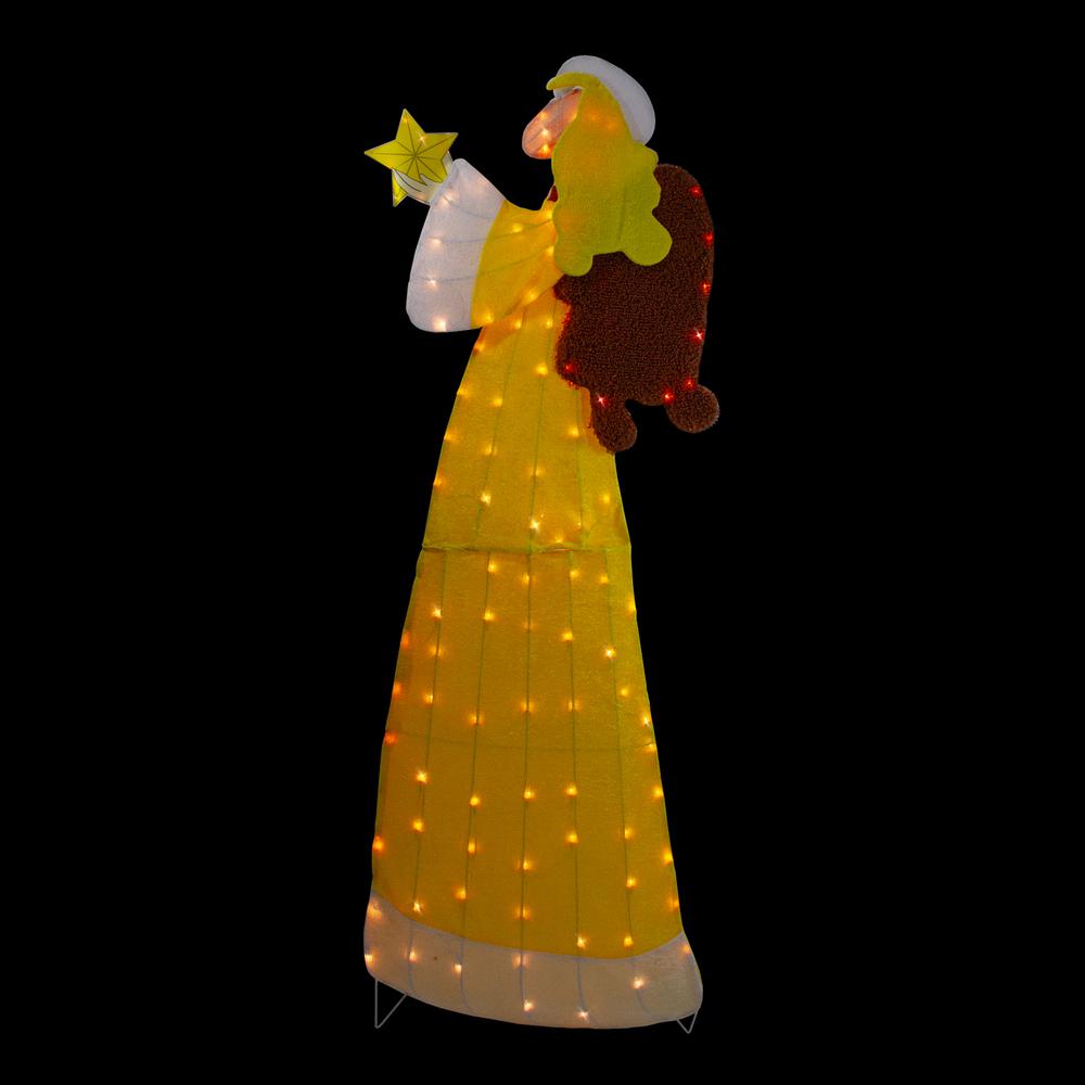 72" Lighted 2D Yellow Chenille Angel Outdoor Christmas Decoration. Picture 3
