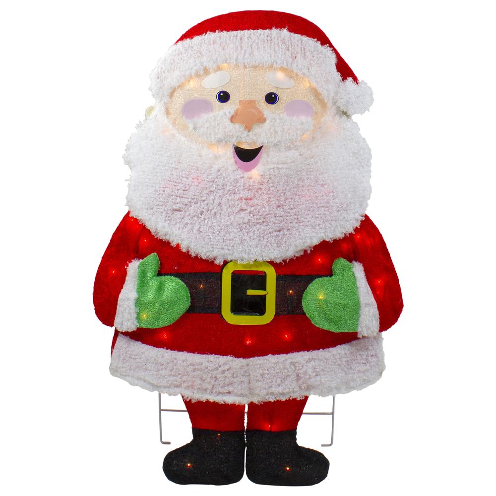 32" Lighted 2D Chenille Santa Outdoor Christmas Decoration. Picture 1