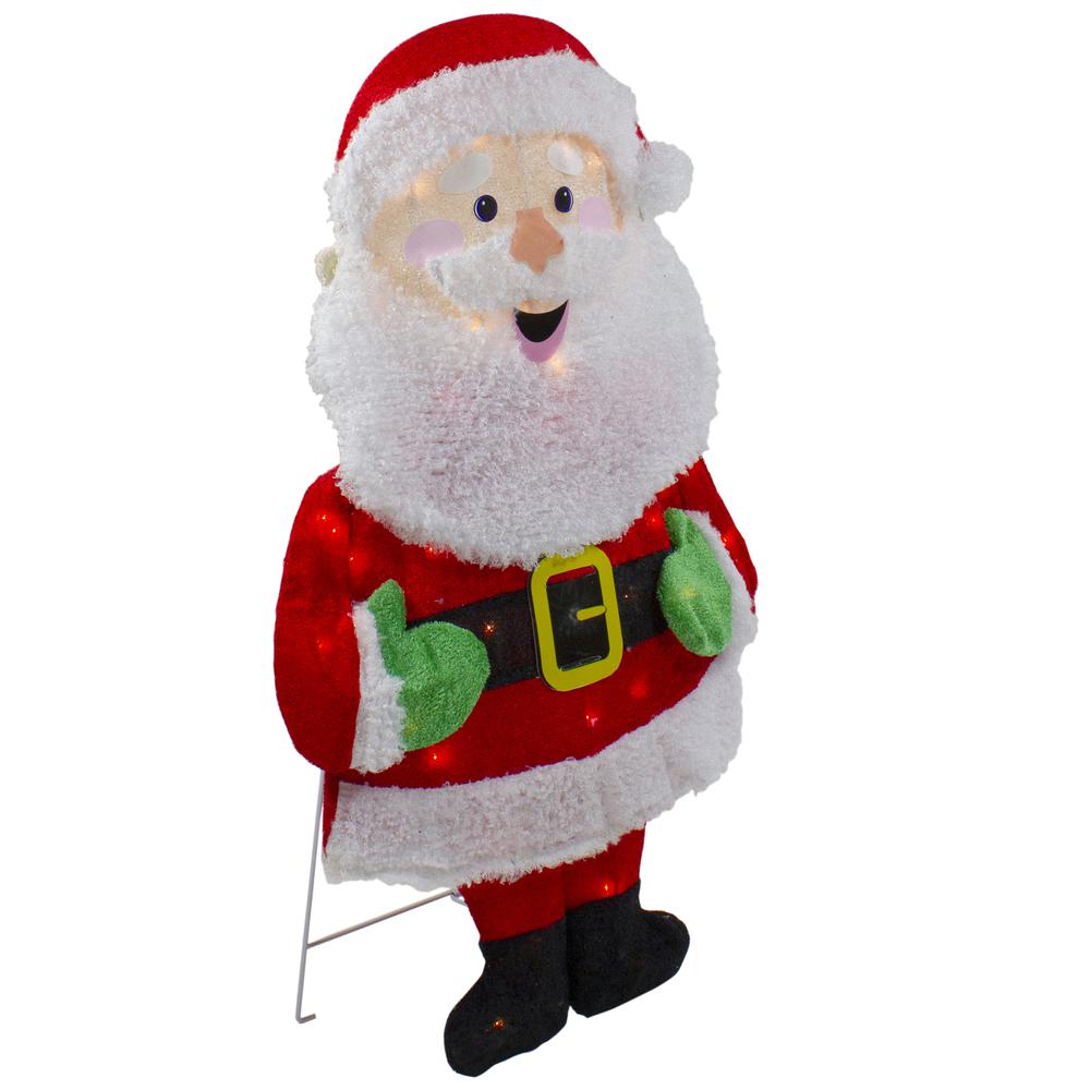 32" Lighted 2D Chenille Santa Outdoor Christmas Decoration. Picture 4