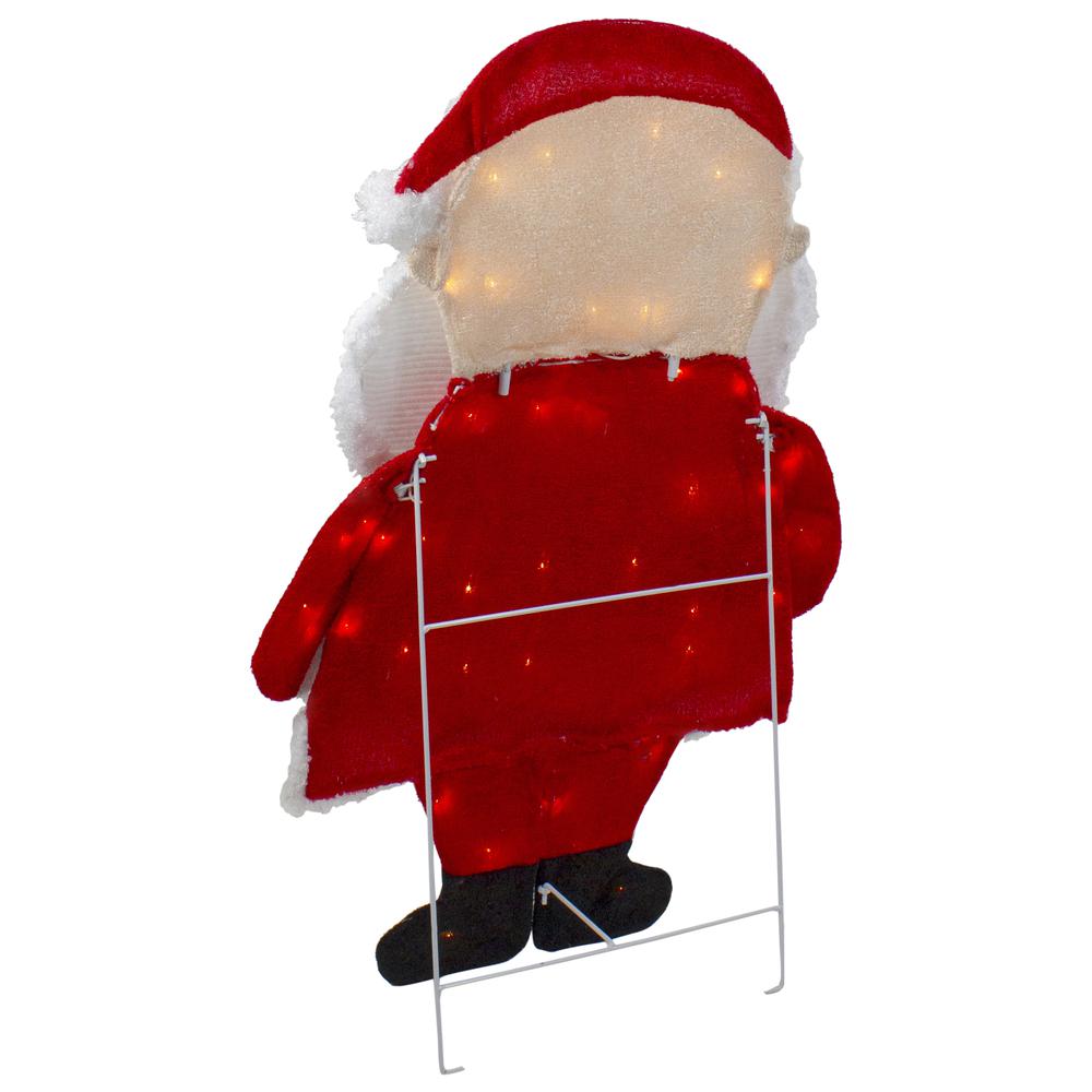 32" Lighted 2D Chenille Santa Outdoor Christmas Decoration. Picture 6
