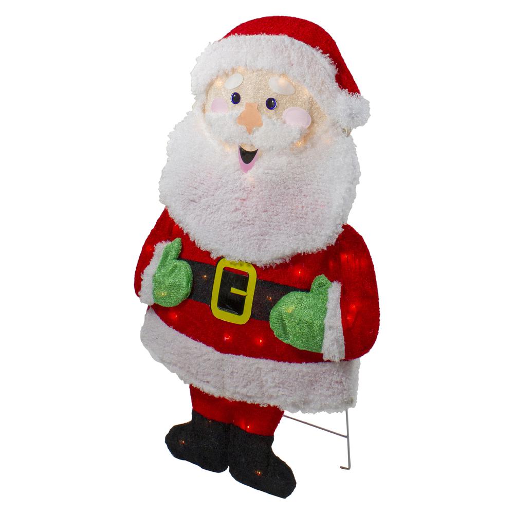 32" Lighted 2D Chenille Santa Outdoor Christmas Decoration. Picture 5