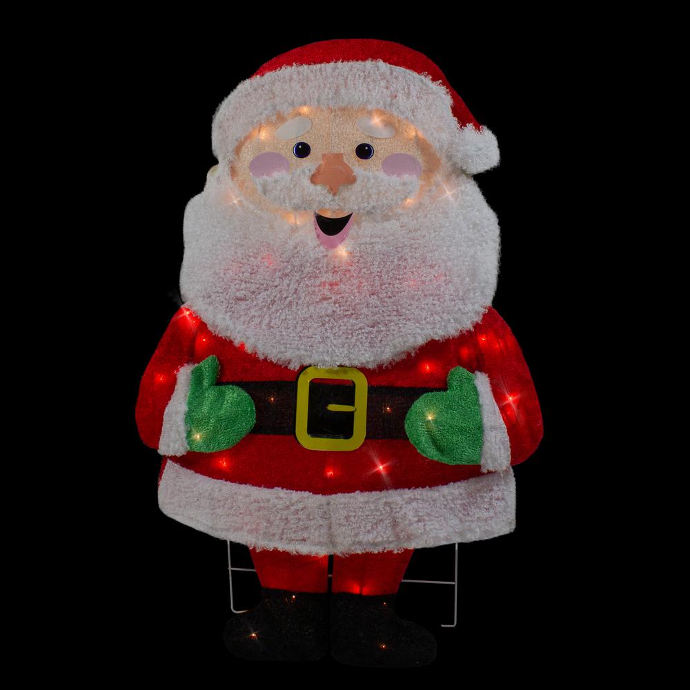 32" Lighted 2D Chenille Santa Outdoor Christmas Decoration. Picture 3