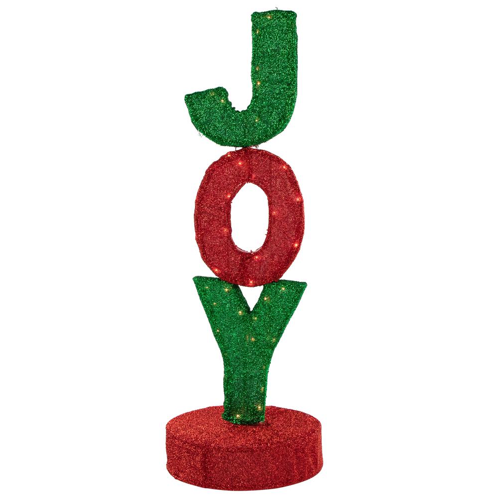 39" Lighted Red and Green 'Joy' Outdoor Christmas Sign. Picture 1