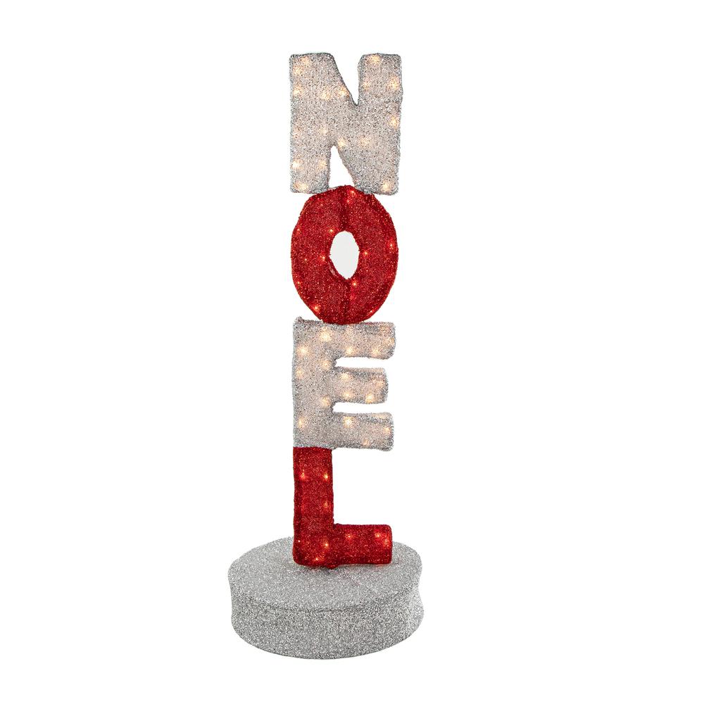 39" Lighted Red and Silver Noel Outdoor Christmas Sign Decoration. Picture 1
