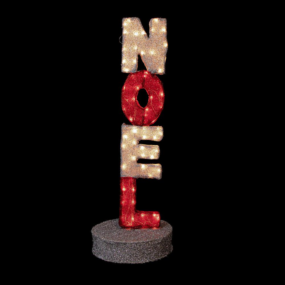 39" Lighted Red and Silver Noel Outdoor Christmas Sign Decoration. Picture 3