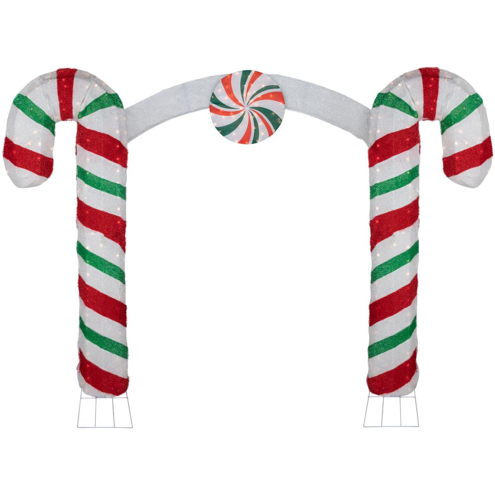 7' Lighted Double Candy Cane Archway Outdoor Christmas Decoration. Picture 1