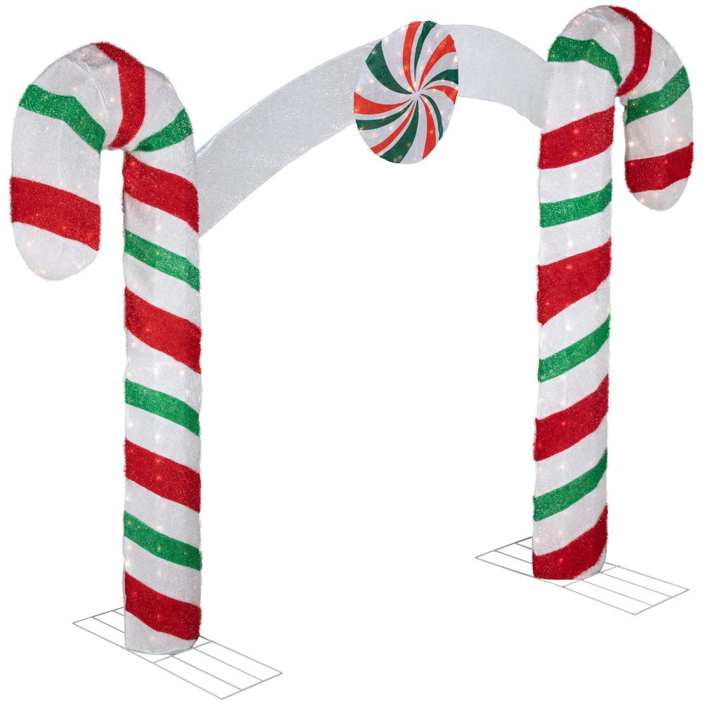 7' Lighted Double Candy Cane Archway Outdoor Christmas Decoration. Picture 3
