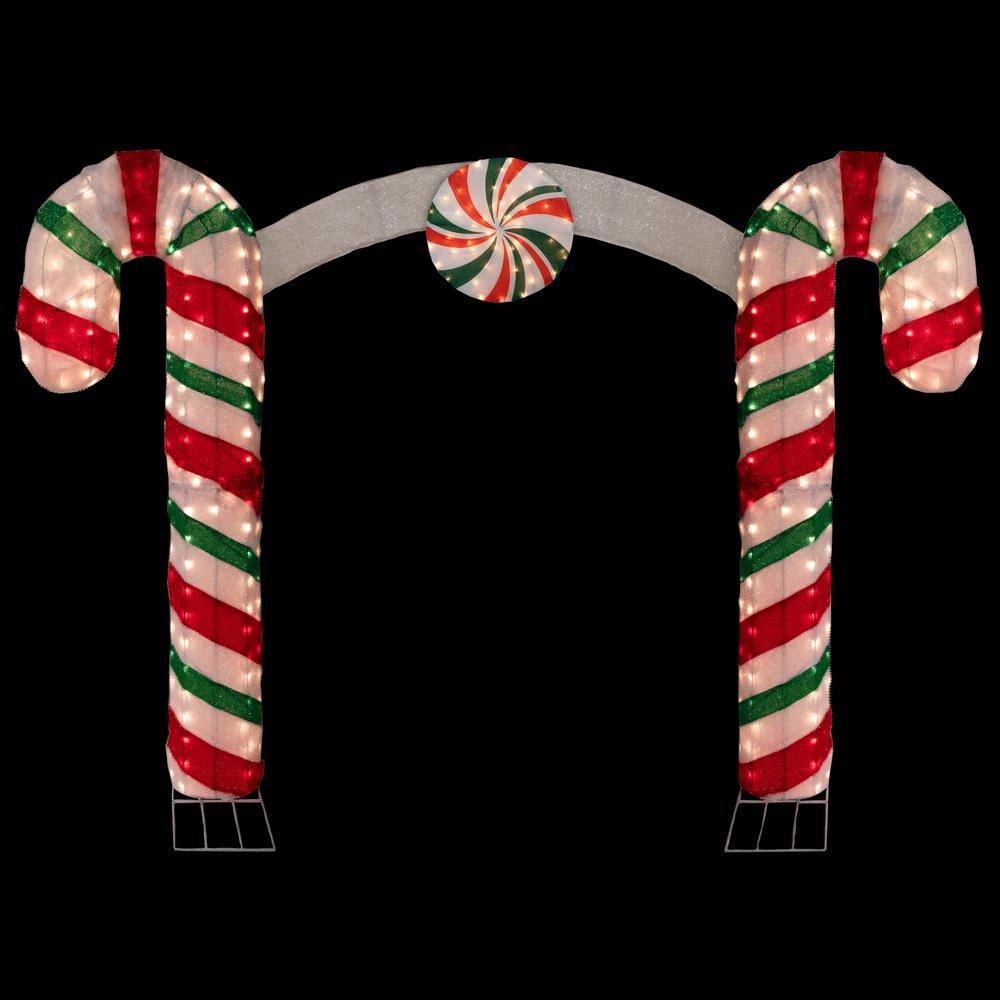 7' Lighted Double Candy Cane Archway Outdoor Christmas Decoration. Picture 2