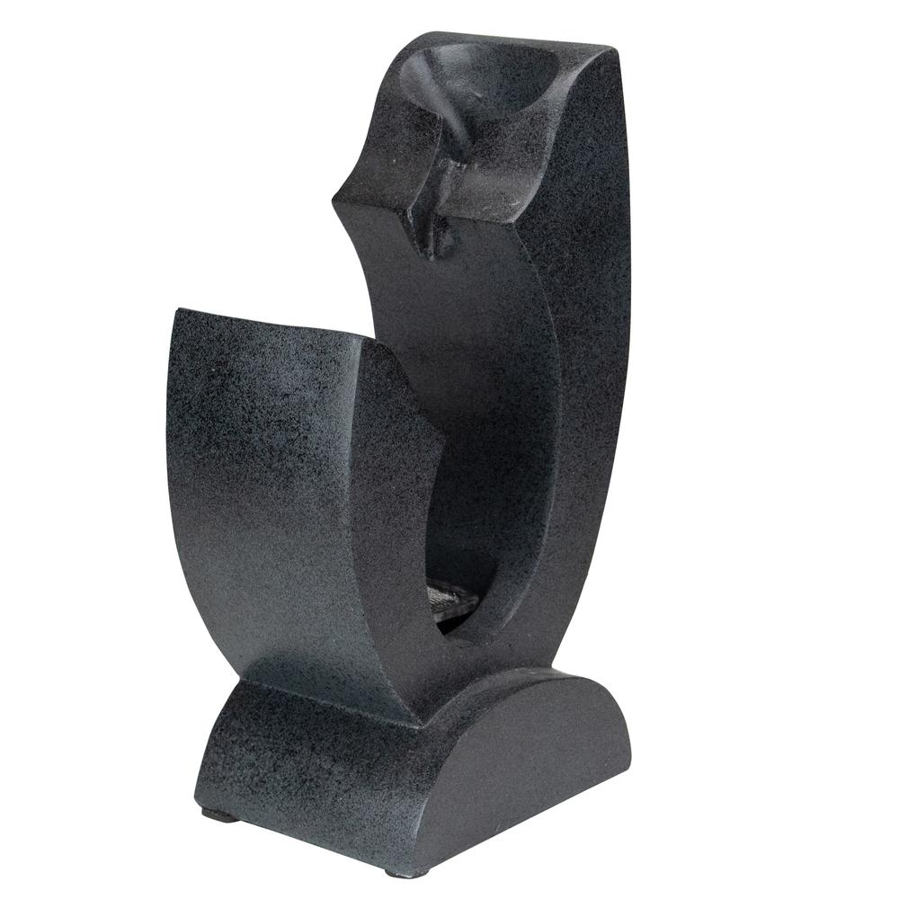 13.75" Black Small Modern Outdoor Garden Water Fountain. Picture 3