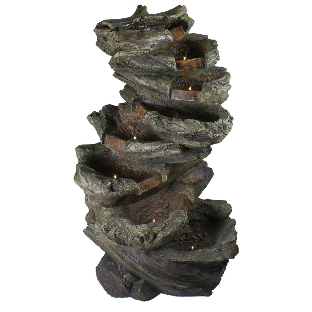 42" Gray Lighted Rock Outdoor Garden Water Fountain. Picture 2