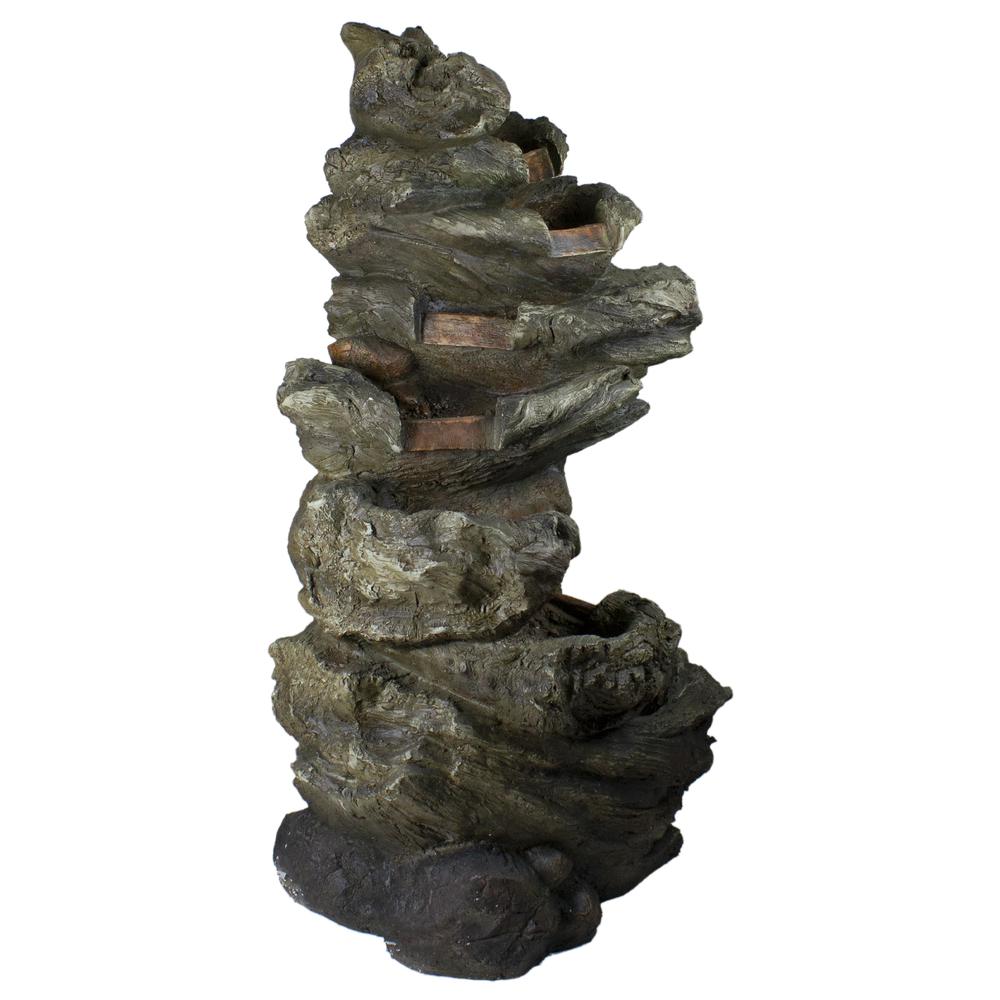 42" Gray Lighted Rock Outdoor Garden Water Fountain. Picture 3