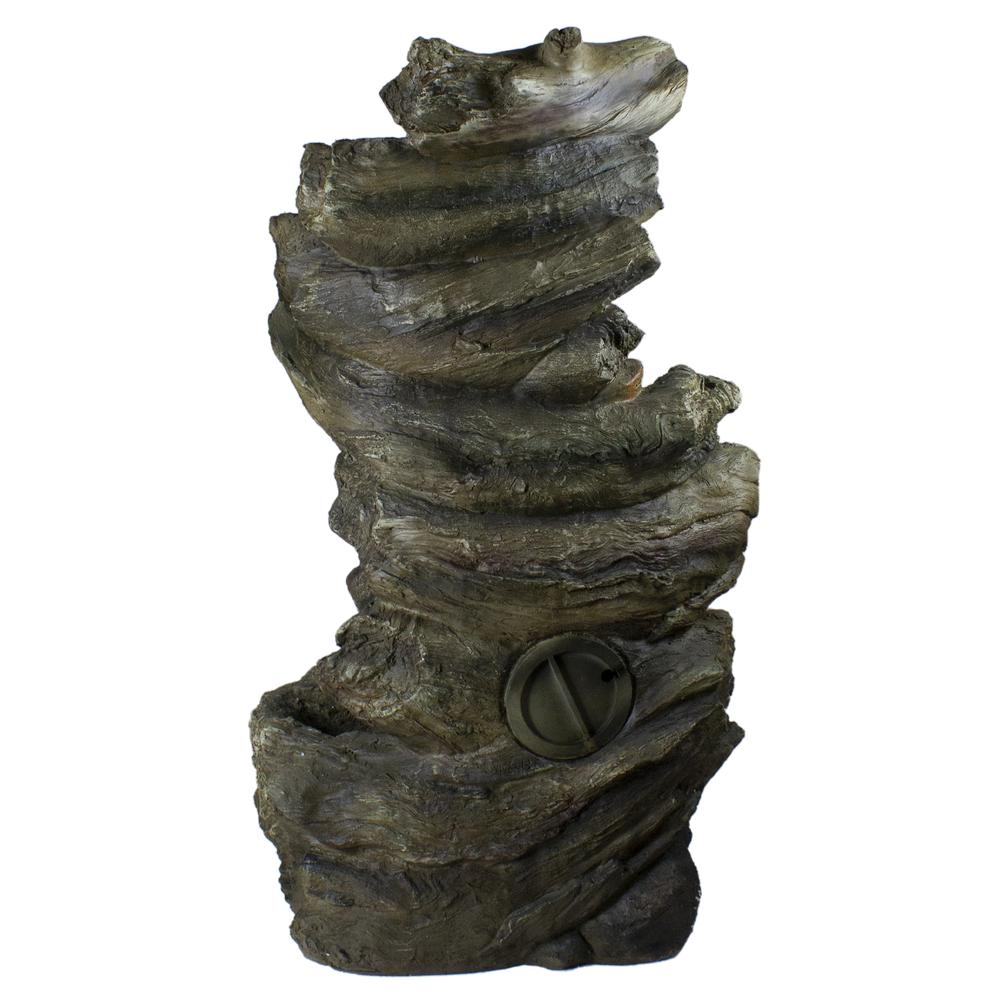 42" Gray Lighted Rock Outdoor Garden Water Fountain. Picture 4