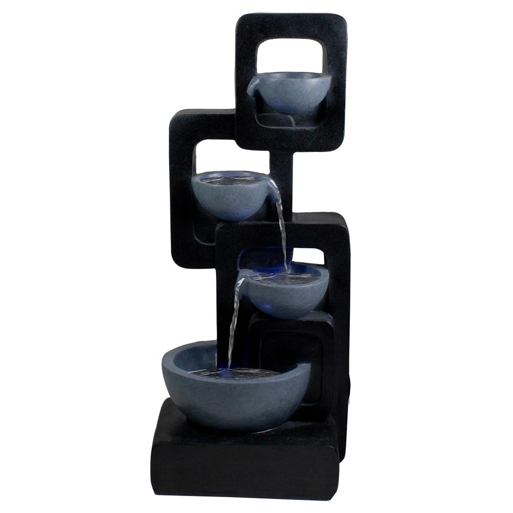 32" Black and Gray Four-tier Modern Outdoor Garden Water Fountain. Picture 1