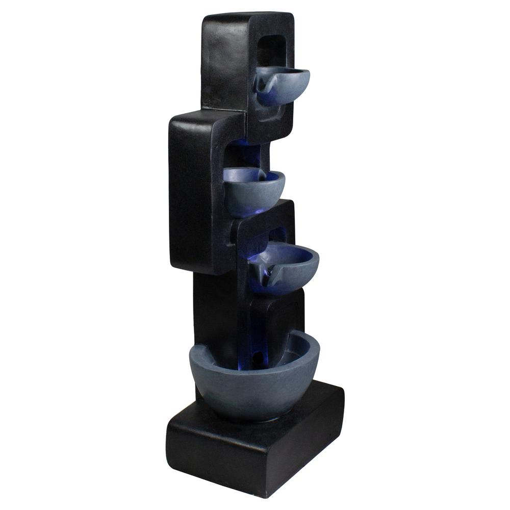 32" Black and Gray Four-tier Modern Outdoor Garden Water Fountain. Picture 3