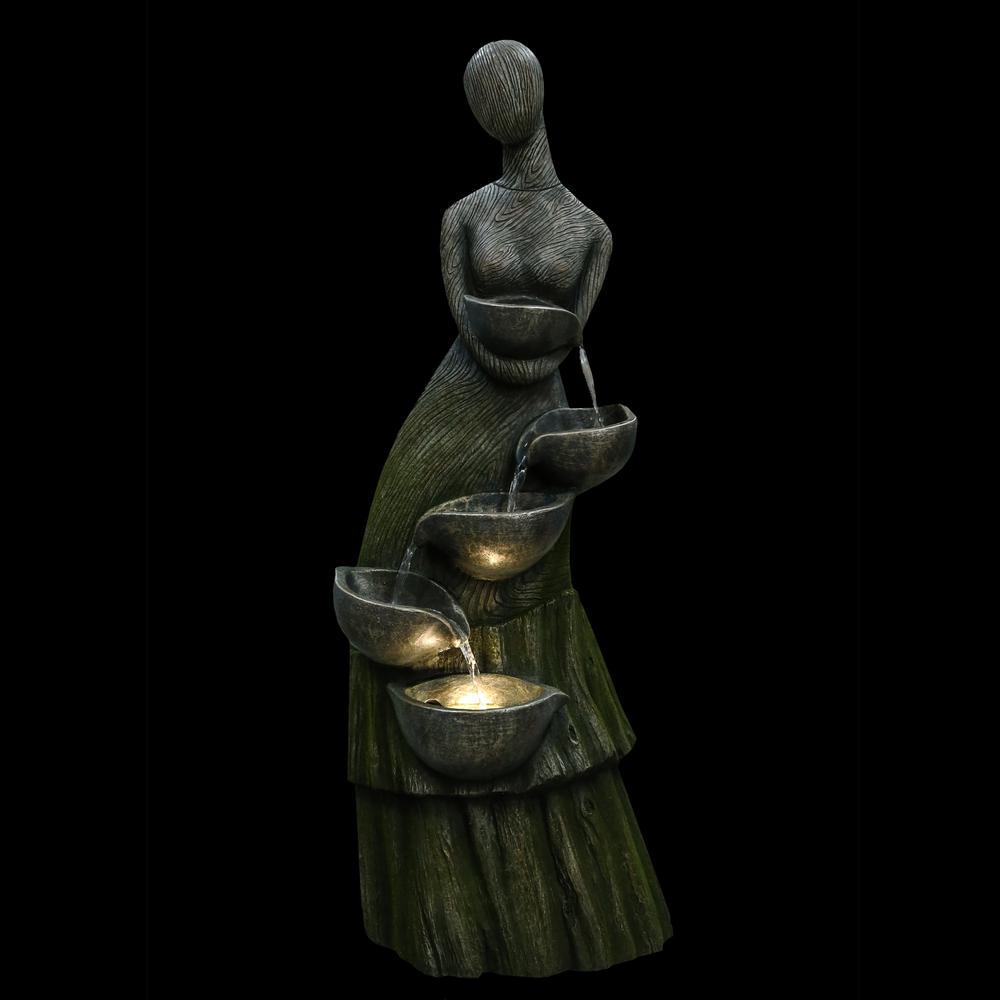 39" Lighted Modern Faceless Woman Tiered Outdoor Garden Water Fountain. Picture 3