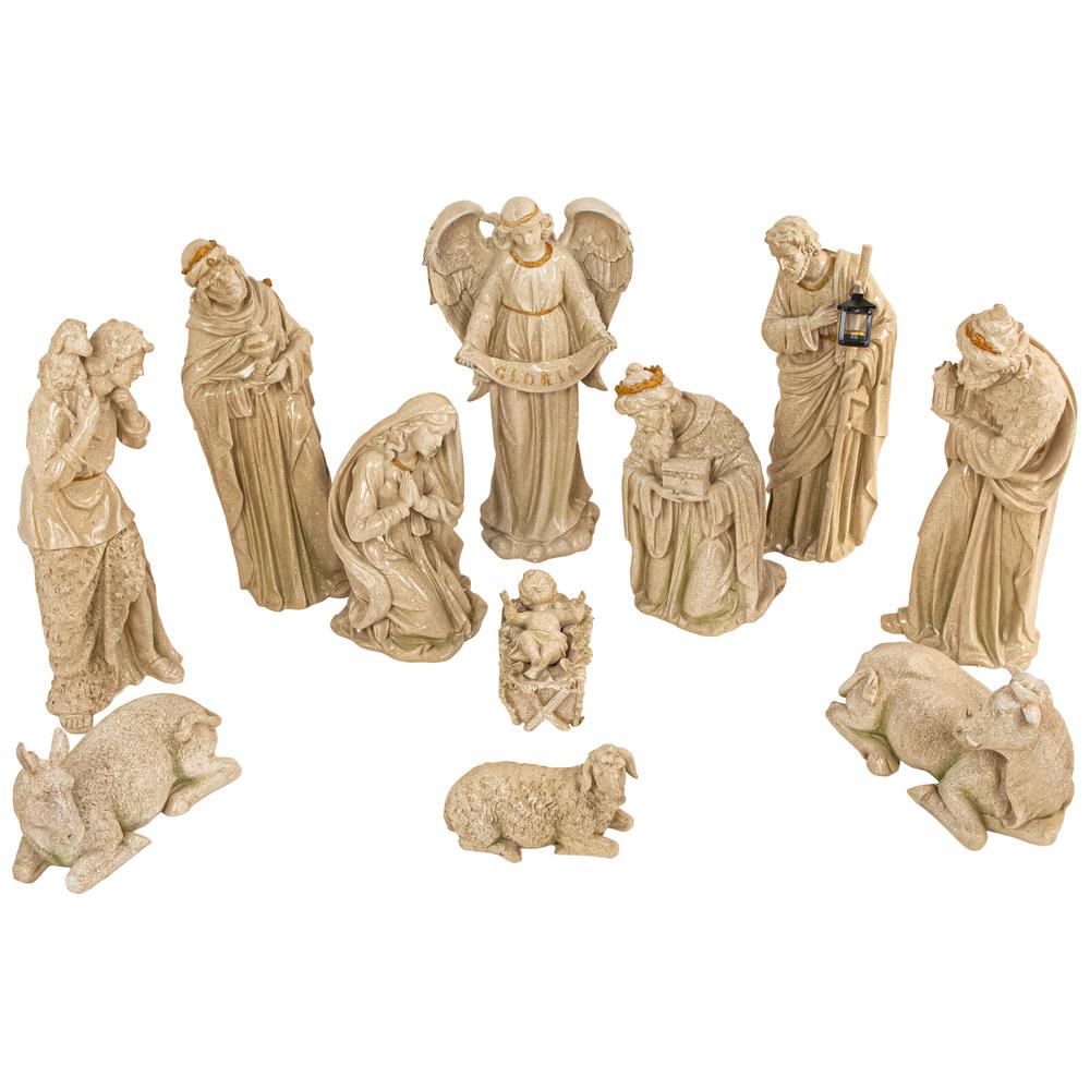 11-Piece Speckled Brown Traditional Religious Christmas Nativity Set 22.75". Picture 2