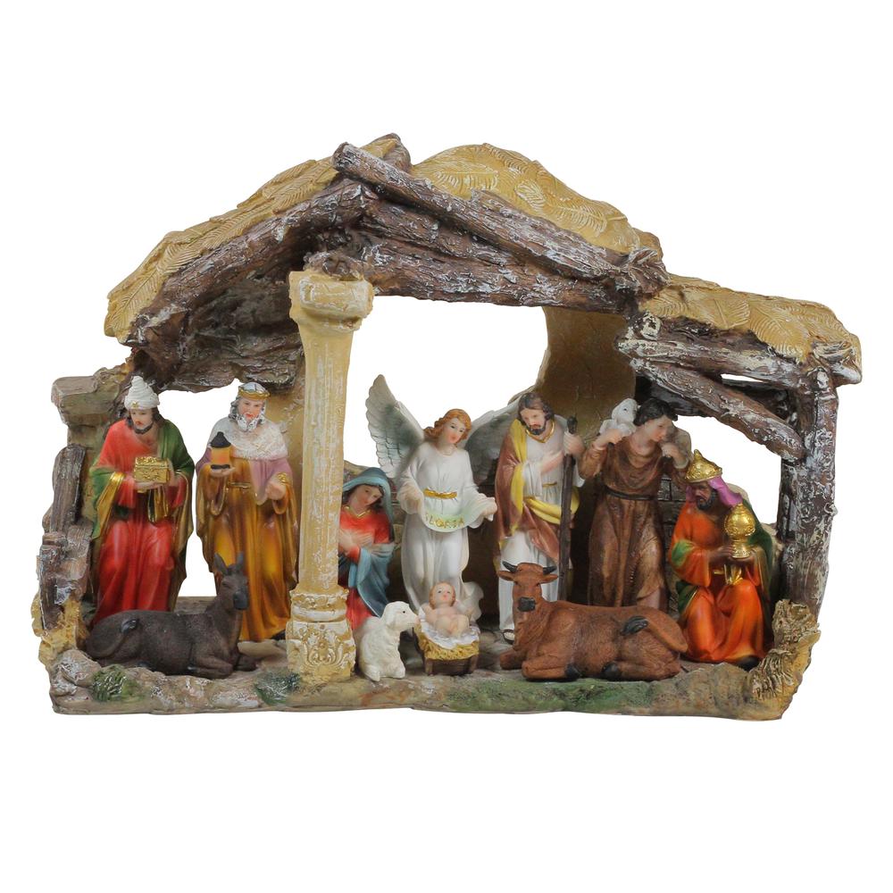 18" Traditional Religious Christmas Nativity with Stable House Decoration. Picture 1