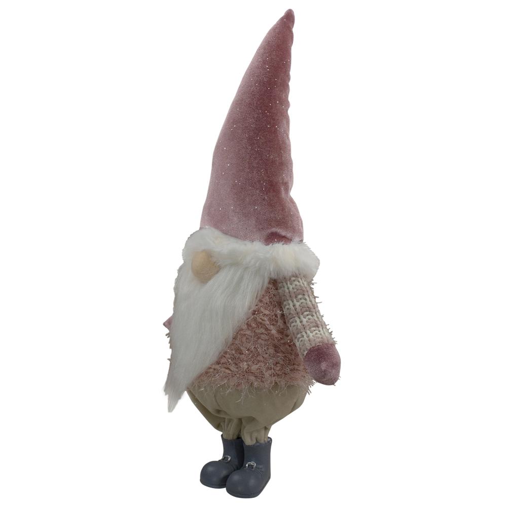 16" Mauve Standing Boy LED Lighted Christmas Gnome Figure. Picture 4