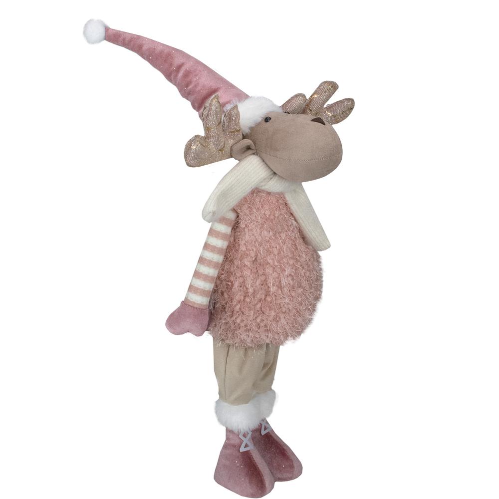 26-Inch Pink and Beige Standing Boy Moose Christmas Tabletop Figurine. Picture 4