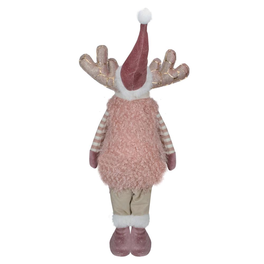 26-Inch Pink and Beige Standing Boy Moose Christmas Tabletop Figurine. Picture 5