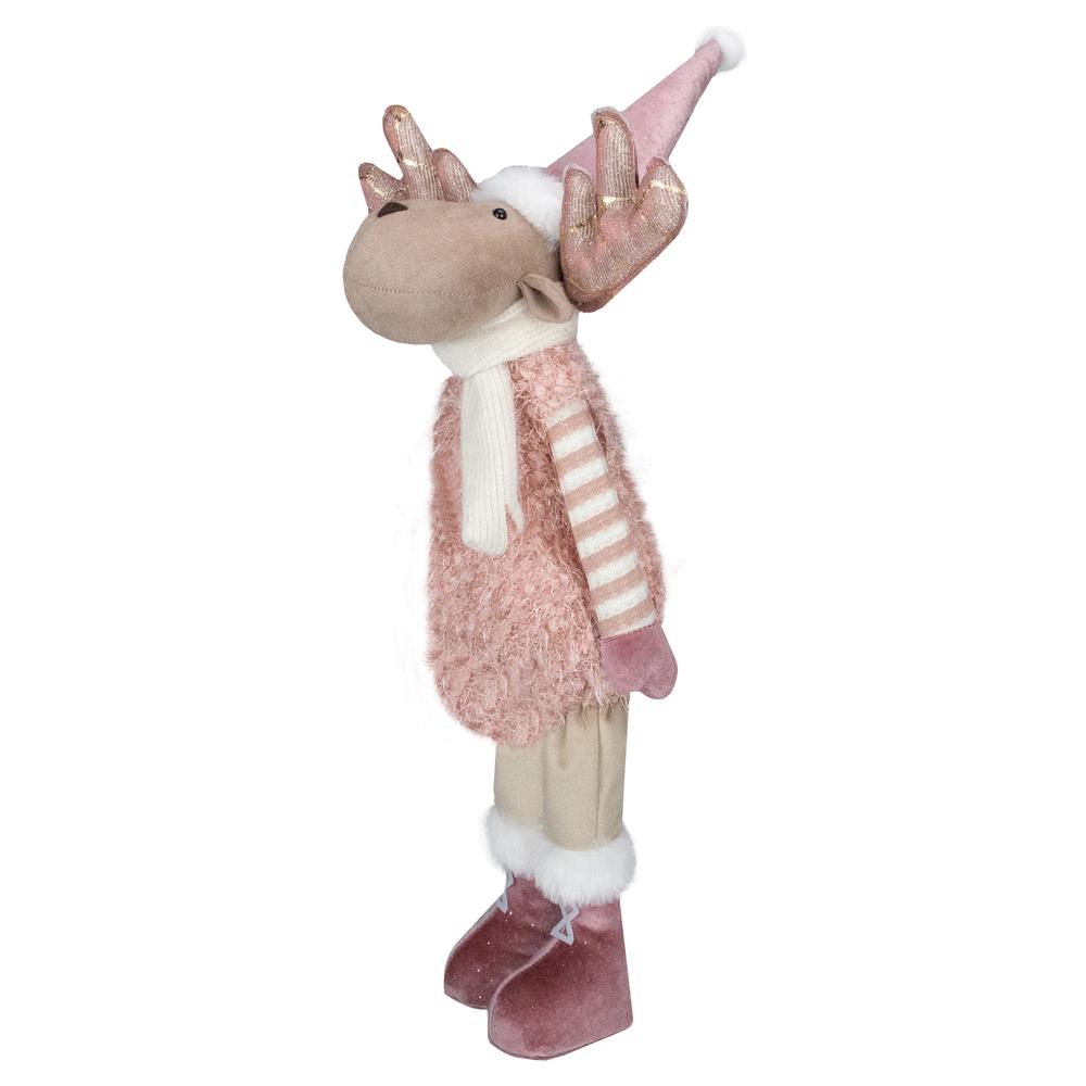 26-Inch Pink and Beige Standing Boy Moose Christmas Tabletop Figurine. Picture 3