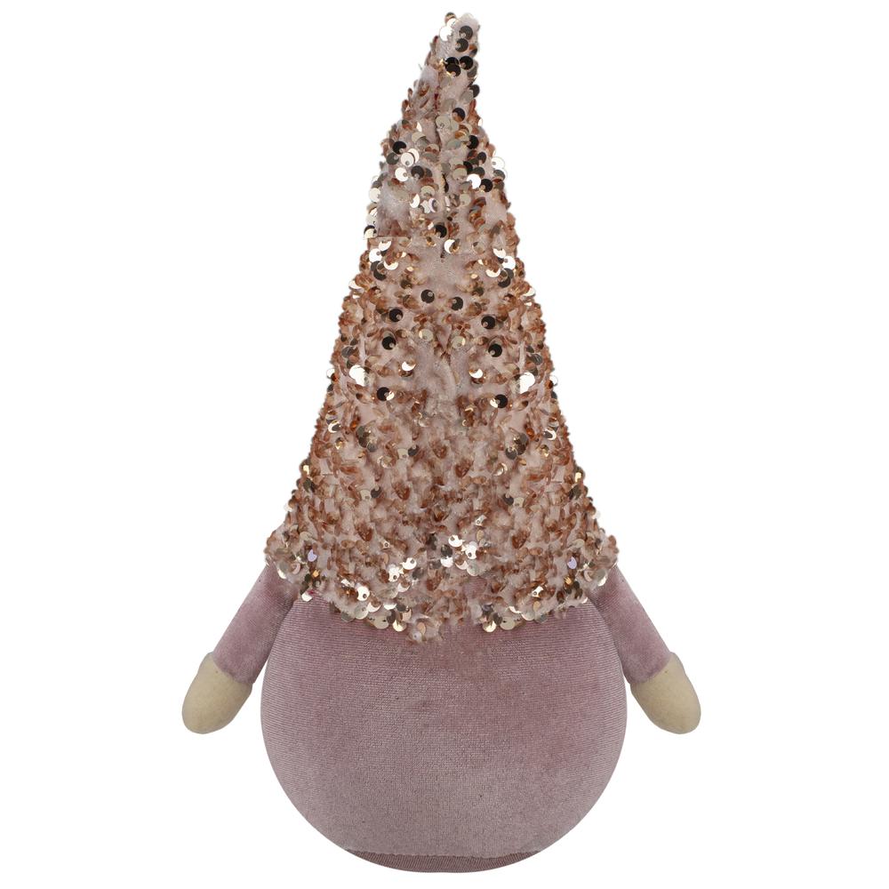 12" Pink and Rose Gold Christmas Gnome Tabletop Figure. Picture 5