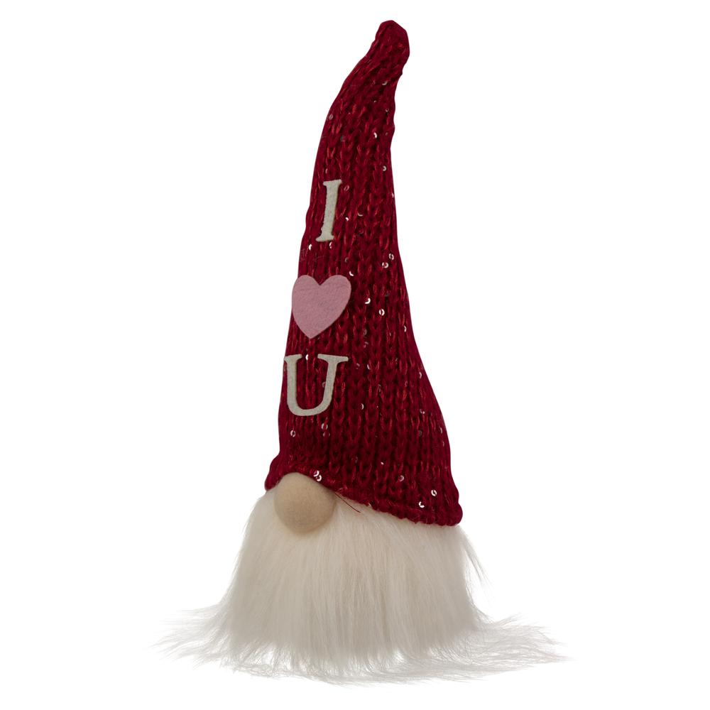 11.5" Knitted 'I Heart You' Hat LED Lighted Gnome Valentine's Day Figure. Picture 5