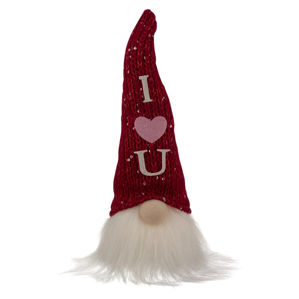 11.5" Knitted 'I Heart You' Hat LED Lighted Gnome Valentine's Day Figure. Picture 2