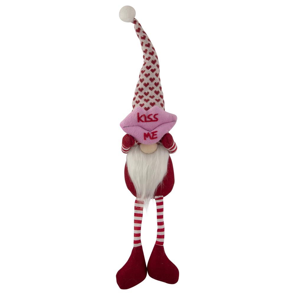 23" Sitting Kiss Me Lips Valentine's Day Gnome. Picture 2