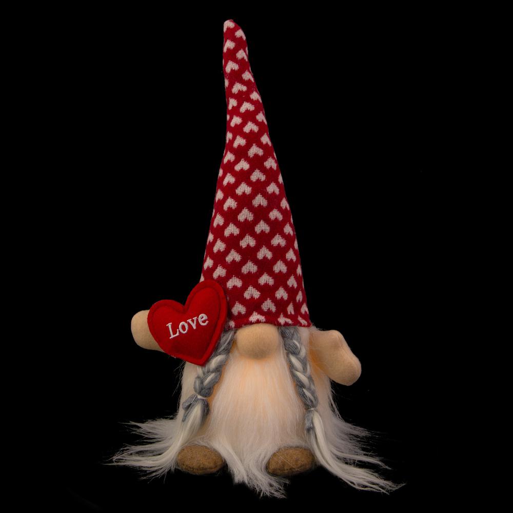 13" LED Lighted Valentine's Day Girl Gnome with Love Heart. Picture 3