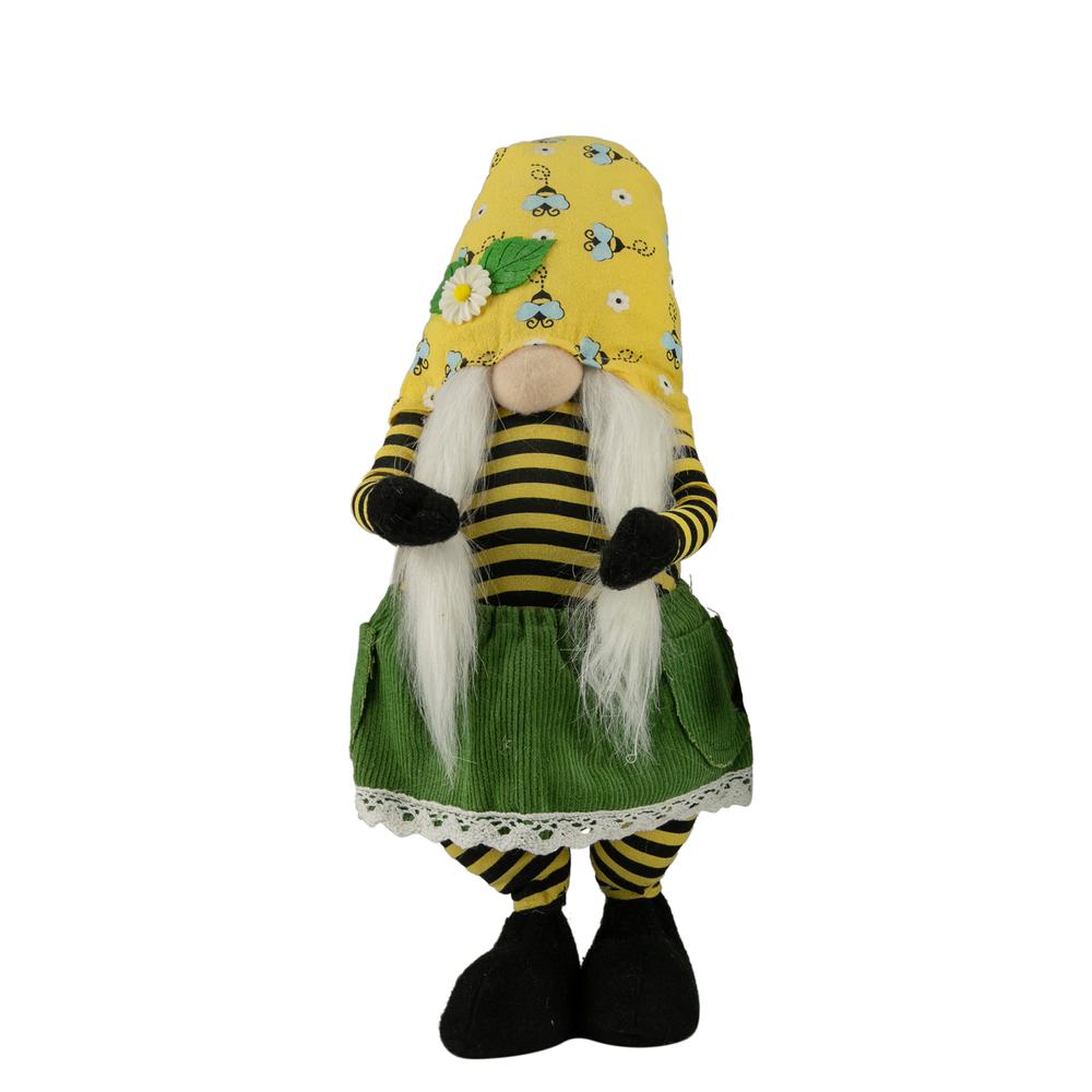 19.25" Girl Bumblebee and Daisy Hat Springtime Gnome. Picture 1