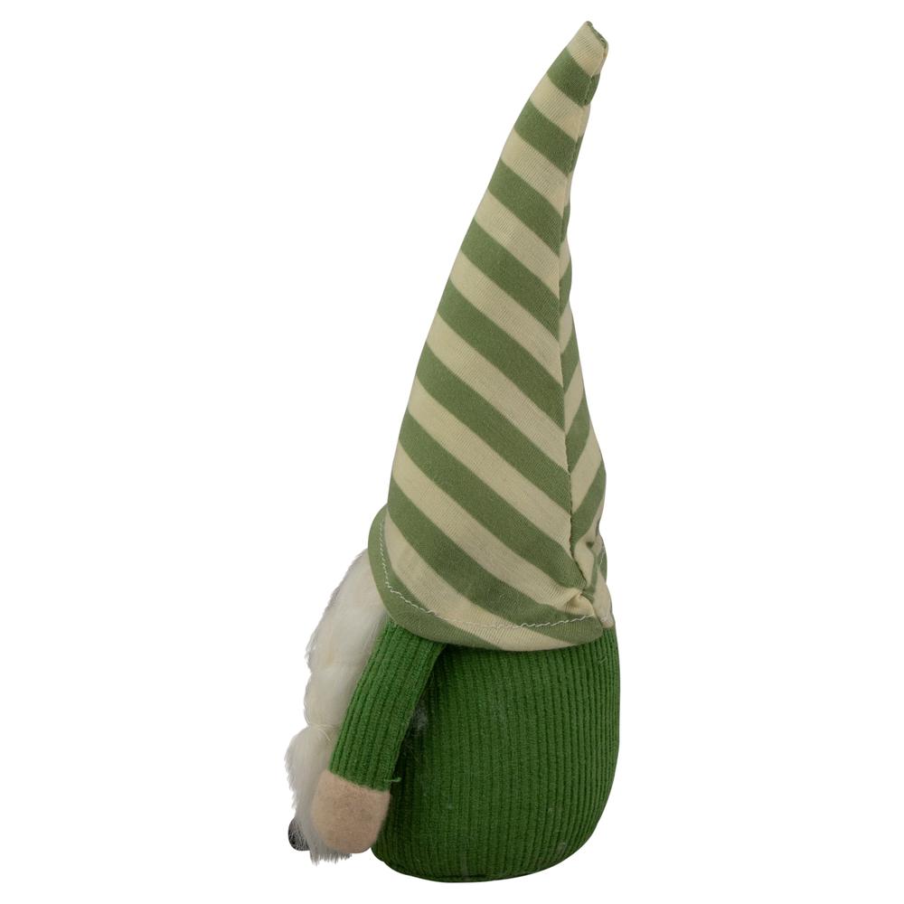 9.25" Green Striped Hat Girl Springtime Gnome. Picture 5